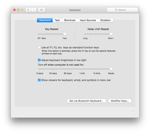 Mac OS 10.12 Key Repeat fast