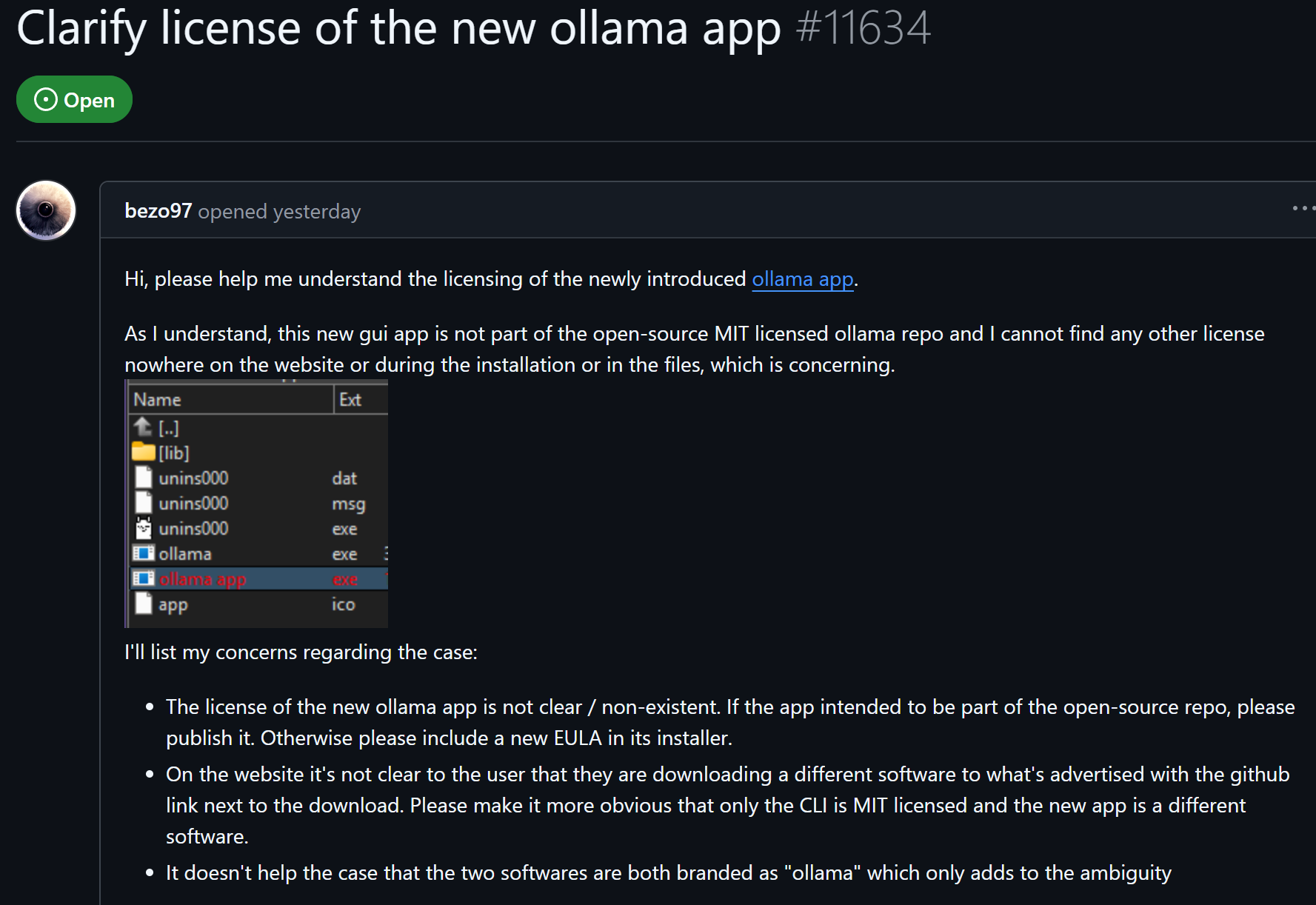 ollama 客户端版本的开源协议问题
