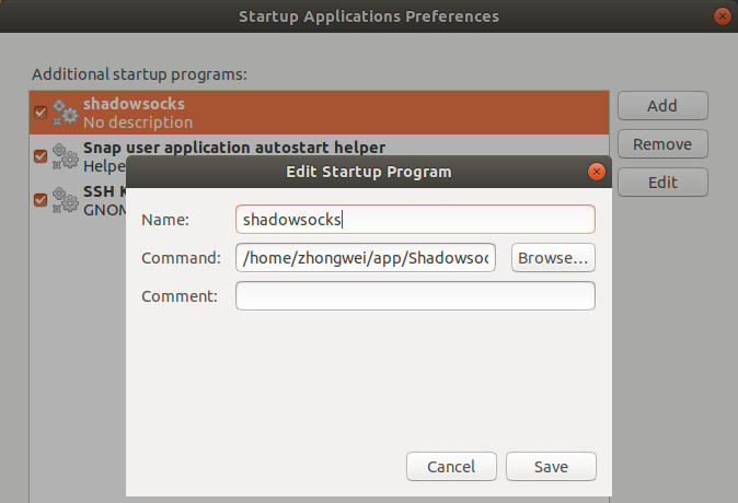 Ubuntu 18.04 Startup Applications Preferences