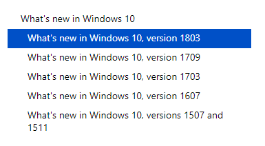 Windows 10 版本 1709 升级到 1803